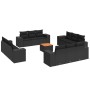Set de sofás de jardín y cojines 13 pzas ratán sintético negro