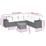 Set de sofás de jardín 7 piezas con cojines ratán PE gris