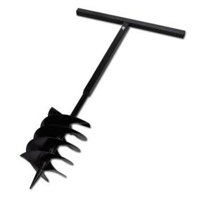 Earth drill with triple spiral handle black steel 200 mm by vidaXL, Helical augers - Ref: Foro24-141028, Price: 59,64 €, Disc...