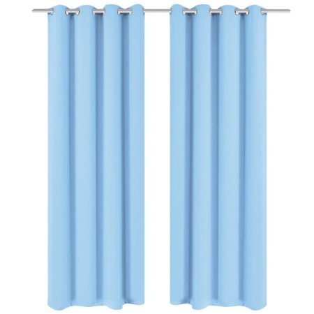 Cortinas opacas 2 piezas con ojales de metal 135x175cm turquesa