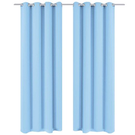 Cortinas opacas 2 piezas con ojales de metal 135x175cm turquesa