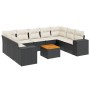 Set de sofás de jardín 10 pzas cojines ratán sintético negro