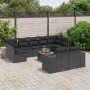 Set de sofás de jardín 10 pzas cojines ratán sintético negro