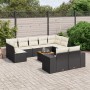 Set de sofás de jardín 10 pzas cojines ratán sintético negro
