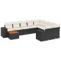 Set de sofás de jardín 10 pzas cojines ratán sintético negro