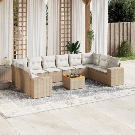 Set de sofás de jardín 11pzas con cojines ratán sintético beige en Conjuntos de jardín | Comprar online en Foro24