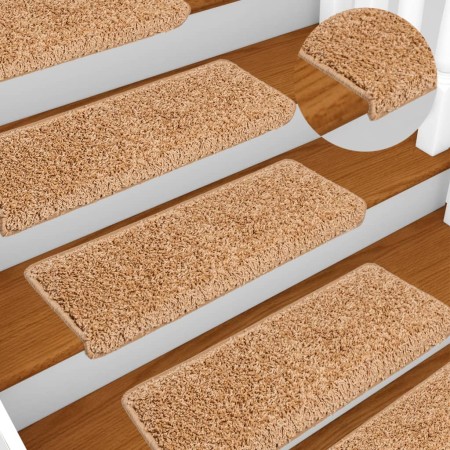 Alfombrillas para escaleras 10 unidades 65x21x4 cm Beige Borde