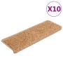 Alfombrillas para escaleras 10 unidades 65x21x4 cm Beige Borde