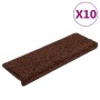 Alfombrillas para escaleras 10 unidades 65x21x4 cm Marrón Borde