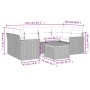 Set de sofás de jardín 7 piezas con cojines ratán PE gris