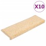 Alfombrillas para escaleras 10 unidades 65x21x4 cm Crema Borde