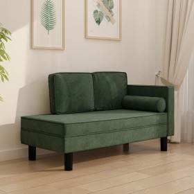 Sofá diván con cojines y cojín de cabeza terciopelo verde