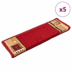 Alfombrillas de escalera autoadhesivas 5 uds rojo 65x21x4 cm