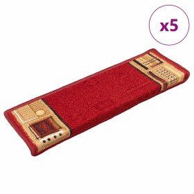 Alfombrillas de escalera autoadhesivas 5 uds rojo 65x21x4 cm