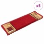 Alfombrillas de escalera autoadhesivas 5 uds rojo 65x21x4 cm