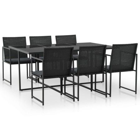 7-teiliges Garten-Essset und schwarze Kissen aus synthetischem Rattan von vidaXL, Gartensets - Ref: Foro24-44444, Preis: 445,...