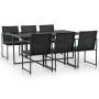 7-teiliges Garten-Essset und schwarze Kissen aus synthetischem Rattan von vidaXL, Gartensets - Ref: Foro24-44444, Preis: 445,...