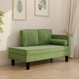 Sofá diván con cojines y cojín de cabeza terciopelo verde claro
