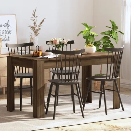 Brown oak plywood dining table 140x74.5x76 cm by vidaXL, Kitchen and dining tables - Ref: Foro24-815200, Price: 101,94 €, Dis...