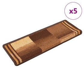 Alfombrillas de escalera autoadhesivas 5 uds marrón 65x21x4 cm