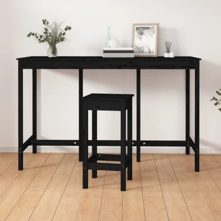 High bar table solid black pine wood 180x80x110 cm by vidaXL, Kitchen and dining tables - Ref: Foro24-822166, Price: 208,28 €...