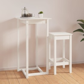 Mesa alta de bar madera maciza de pino blanco 60x60x110 cm de vidaXL, Mesas de cocina y de comedor - Ref: Foro24-822178, Prec...