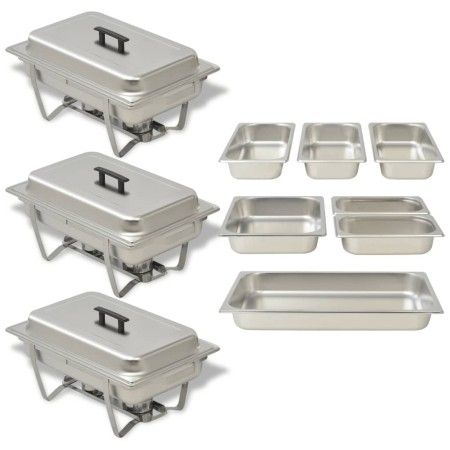 3-teiliges Buffet-Essenswärmer-Set aus Edelstahl von vidaXL, Wilderer - Ref: Foro24-50529, Preis: 203,07 €, Rabatt: %