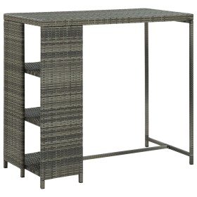 Mesa bar estante almacenaje 120x60x110cm ratán sintético gris