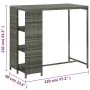 Bar table storage shelf 120x60x110cm gray synthetic rattan by vidaXL, Kitchen and dining tables - Ref: Foro24-313477, Price: ...