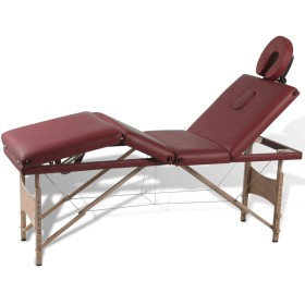Mesa camilla de masaje de madera plegable de cuatro cuerpos