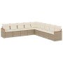 Set de sofás de jardín 9 pzas con cojines ratán sintético beige