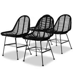 Dining chairs 4 units of black natural rattan by vidaXL, dining chairs - Ref: Foro24-244572, Price: 359,85 €, Discount: %