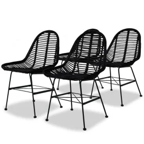 Sillas de comedor 4 unidades de ratán natural negro de vidaXL, Sillas de comedor - Ref: Foro24-244572, Precio: 354,32 €, Desc...