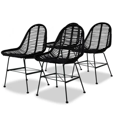 Dining chairs 4 units of black natural rattan by vidaXL, dining chairs - Ref: Foro24-244572, Price: 354,32 €, Discount: %
