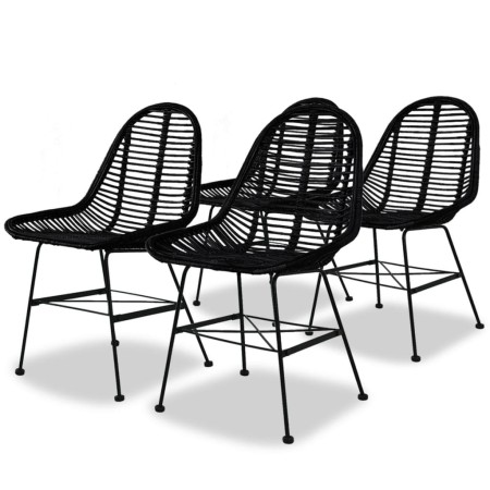 Sillas de comedor 4 unidades de ratán natural negro de vidaXL, Sillas de comedor - Ref: Foro24-244572, Precio: 359,75 €
