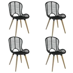 Dining chairs 4 units of black natural rattan by vidaXL, dining chairs - Ref: Foro24-246808, Price: 346,06 €, Discount: %
