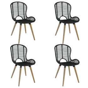 Esszimmerstühle 4 Einheiten aus schwarzem Naturrattan von vidaXL, Essstühle - Ref: Foro24-246808, Preis: 329,22 €, Rabatt: %