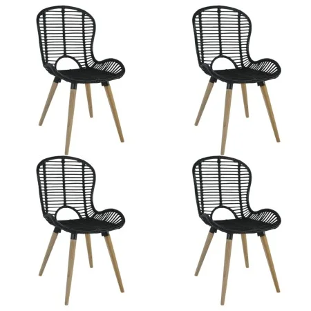 Esszimmerstühle 4 Einheiten aus schwarzem Naturrattan von vidaXL, Essstühle - Ref: Foro24-246808, Preis: 346,06 €, Rabatt: %