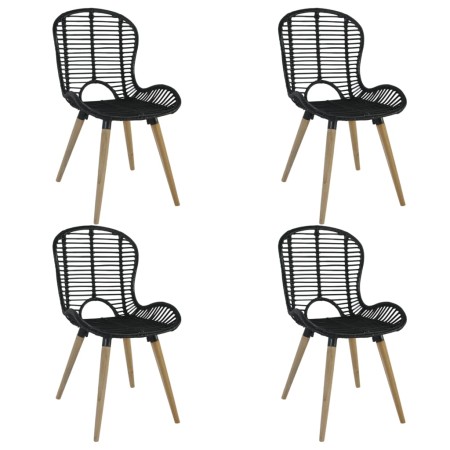 Esszimmerstühle 4 Einheiten aus schwarzem Naturrattan von vidaXL, Essstühle - Ref: Foro24-246808, Preis: 329,22 €, Rabatt: %