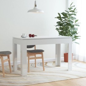 Mesa de comedor madera de ingeniería blanco brillo 120x60x76 cm