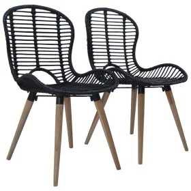 Esszimmerstühle 2 Einheiten aus schwarzem Naturrattan von vidaXL, Essstühle - Ref: Foro24-246807, Preis: 169,79 €, Rabatt: %