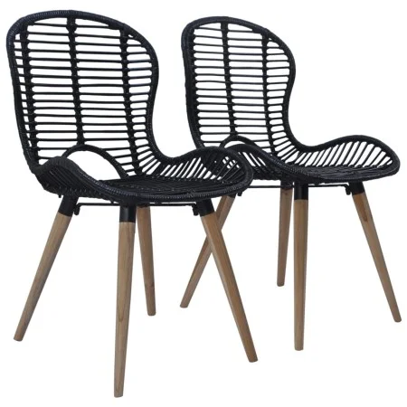 Dining chairs 2 units black natural rattan by vidaXL, dining chairs - Ref: Foro24-246807, Price: 169,48 €, Discount: %