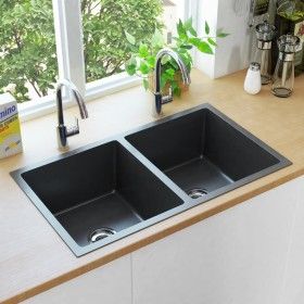 Handgefertigte Küchenspüle aus schwarzem Edelstahl von vidaXL, Sinkt - Ref: Foro24-145085, Preis: 175,46 €, Rabatt: %
