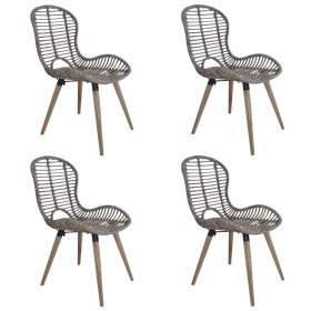 Sillas de comedor 4 unidades ratán marrón natural de vidaXL, Sillas de comedor - Ref: Foro24-246854, Precio: 277,05 €, Descue...