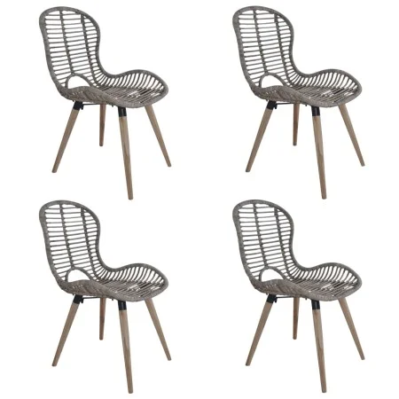 Sillas de comedor 4 unidades ratán marrón natural de vidaXL, Sillas de comedor - Ref: Foro24-246854, Precio: 274,13 €, Descue...