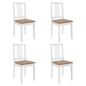 Dining chairs with cushions 4 units white solid wood by vidaXL, dining chairs - Ref: Foro24-247635, Price: 219,62 €, Discount: %