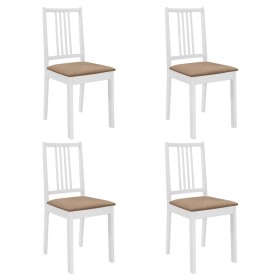 Sillas de comedor con cojines 4 unidades madera maciza blanca