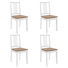 Sillas de comedor con cojines 4 unidades madera maciza blanca