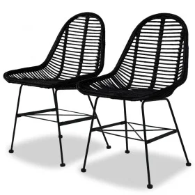 Esszimmerstühle 2 Einheiten aus schwarzem Naturrattan von vidaXL, Essstühle - Ref: Foro24-244571, Preis: 190,28 €, Rabatt: %