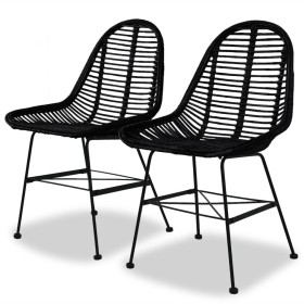 Esszimmerstühle 2 Einheiten aus schwarzem Naturrattan von vidaXL, Essstühle - Ref: Foro24-244571, Preis: 193,45 €, Rabatt: %